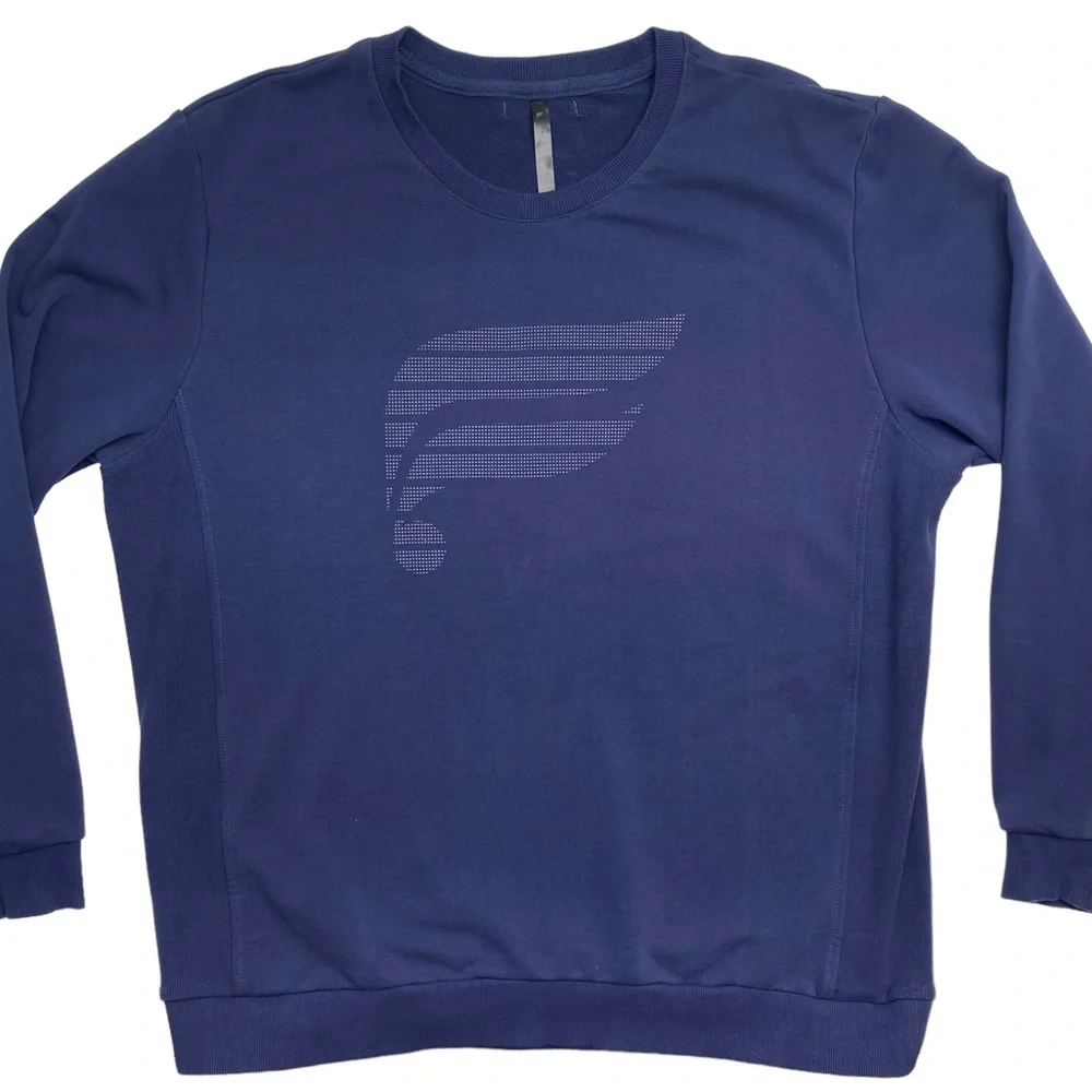 Fabletics Mens The Courtside Crew Navy Reflective Dot Logo French Terry Crew XXL - Picture 4 of 13